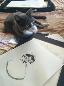 Oscar the cat enjoying my art